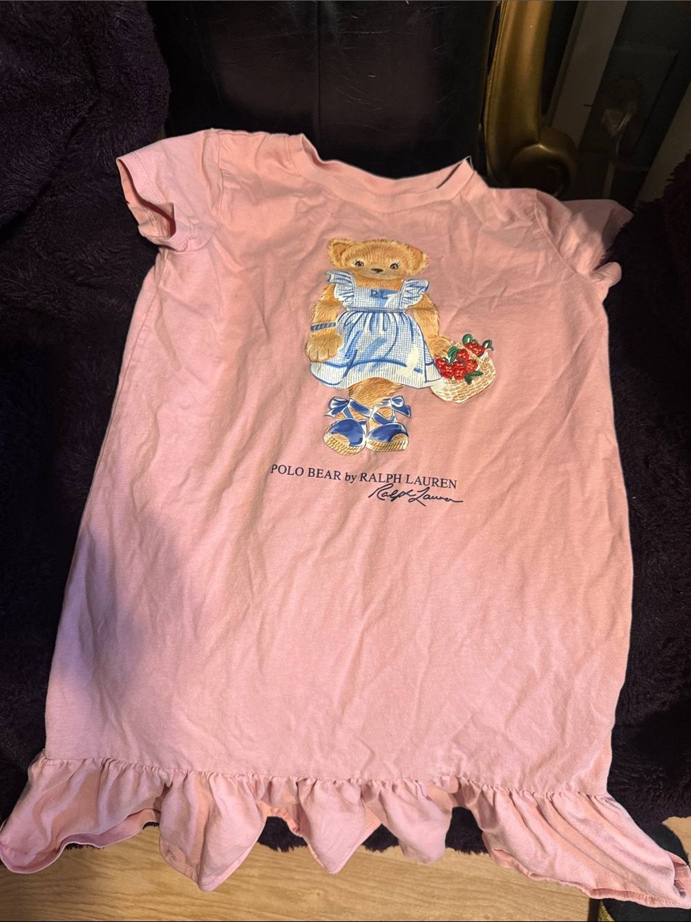 Ralph Lauren Pink Polo Bear Dress with Basket Graphic